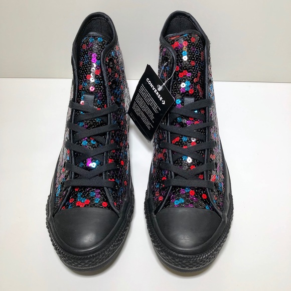 Converse Ctas Hi Sequin BlackBlueCherry - Picture 2 of 8